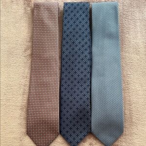 Charvet Classic Tie Trio - Gray/Pink, Navy, and Light Blue